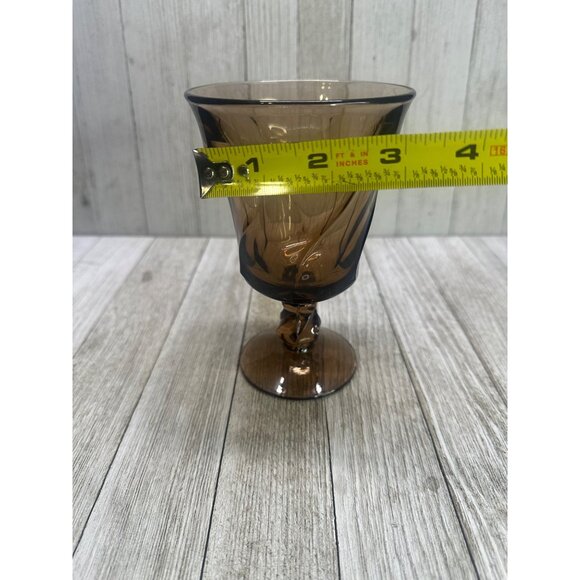 Vtg Fostoria Jamestown Brown Water Goblets Drinking Glasses 5" Tall - Set of 3 - Picture 7 of 7